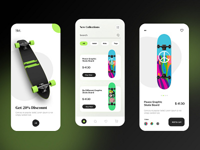 Skating Board Seller App UI android app design figma hello dribble ios minimalist ui uiux