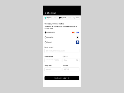 Daily UI 002 - Credit Card Checkout #DailyUI dailyui