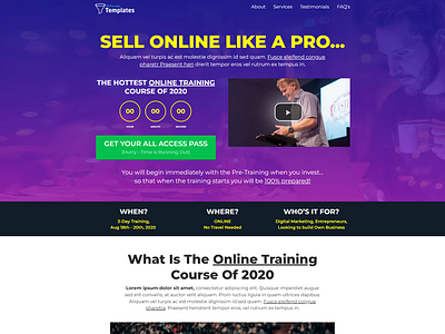 Online Training Course branding design illustration online training sales ui website design website template
