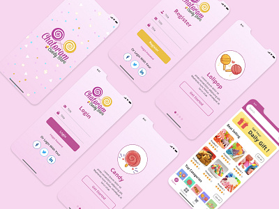 Candy Store Mobile App UI app branding candy colorful design ecommerce ecommerce app ios ios app mobile app mobile app design mobile application sign in sign up sweet ui ux vector yummy