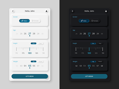 BMI Calculator (Neumorphic Design) — Light & Dark