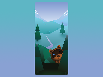 Mobile App Loading Screen Artwork forest path illustration illustrator mobile app mobile game mountainscape nature path raccoon vector