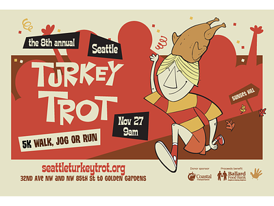 2014 Seattle Turkey Trot postcard thanksgiving turkey trot