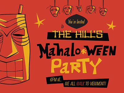 Mahaloween Party Invite halloween hawaiian invite october tiki