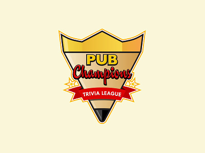Pub Champions Trivia League Crest crest crown logo pencil trivia