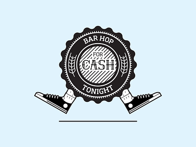 Bar Hop for Cash Badge badge bar hop beer crest illustration logo pub