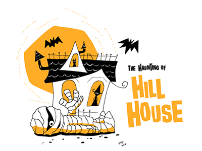 The Haunting of Hill House card halloween illustration invite pen and ink