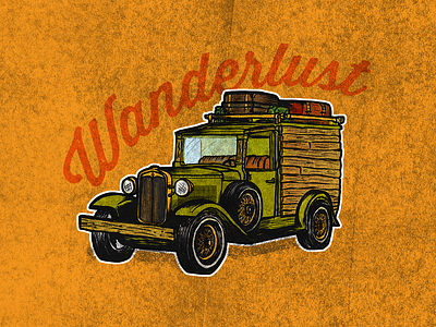 Old Camper Van design illustration