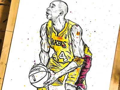 Kobe Bryant Tribute illustration kobebryant linocut