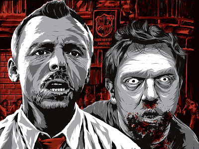 You've Got Red on You edgar wright gallery 1988 illustration nick frost poster screen print shaun of the dead simon pegg