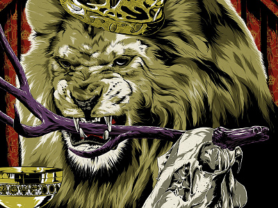"Pride of King's Landing" game of thrones hbo illustration king joffrey lion poster screen print skull television