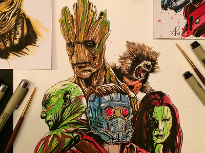Guardians of the Galaxy comics film galaxy guardians marvel painting watercolor