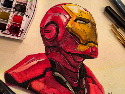 Iron Man Watercolor comics film illustration iron man marvel movies paint stark tony watercolor