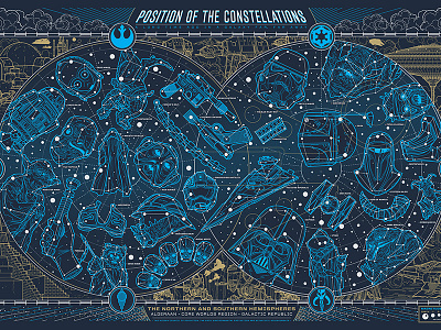 "The Blue Milky Way" chart constellation design graphic illustrator poster star typography wars