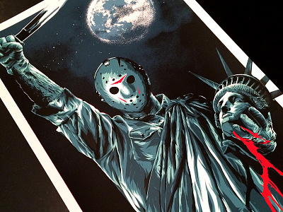 Jason Takes Manhattan 13th friday horror illustration jason poster print screen the voorheen