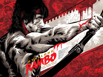 Rambo: First Blood Pt. II adobe design first blood illustration illustrator movie poster rambo screen-print typography