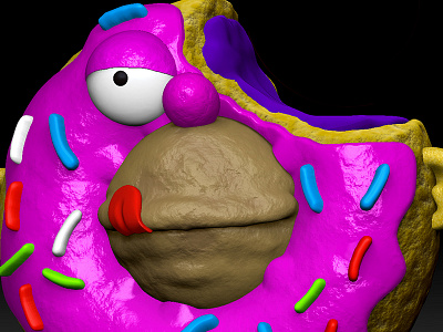 Honut 3D ZBrush Render WIP 3d cartoon donut homer simpsons toy zbrush