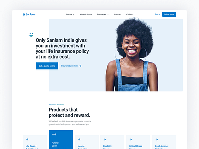 Website Header Exploration Off Grid blue cards financial services fintech grid grid layout homepage insurance layout layout exploration website website design website header