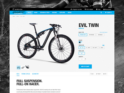 Product Page bicycle buy now buy options e commerce mountain bike website