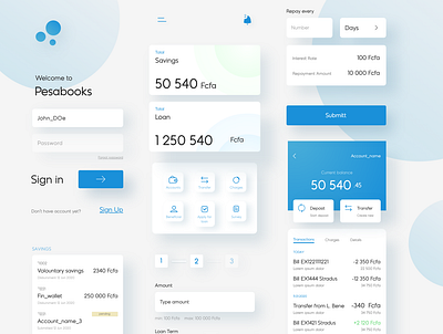 Banking App Interface elements adobe xd app banking interior kit minimal ui