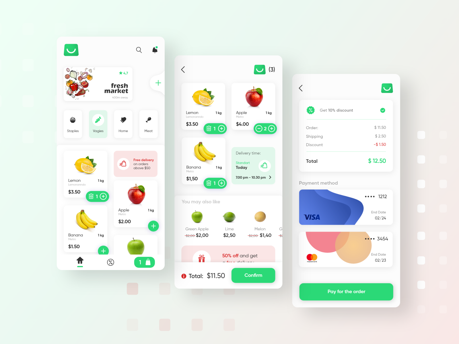 Groceries store shopping app by Markiian Bobyliak on Dribbble