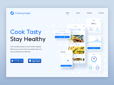 Cooking App Landing page header adobe xd cook cooking app fitness header health landing product landing recipe app