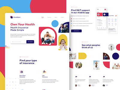 Health insurance company Home page colors company health insurance medical medicine minimal shapes