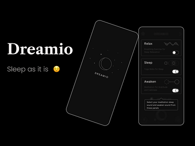 Dreamio. Behance Case case study dream interface meditation mobile product product design sleep sound uiux