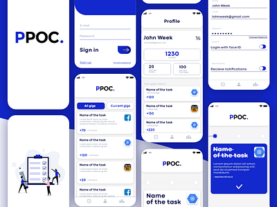 PPOC. full app adobe xd animation app color interaction minimal ui ux