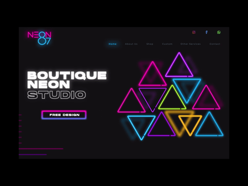 Neon lights boutique adobe xd animation color design glow lights minimal