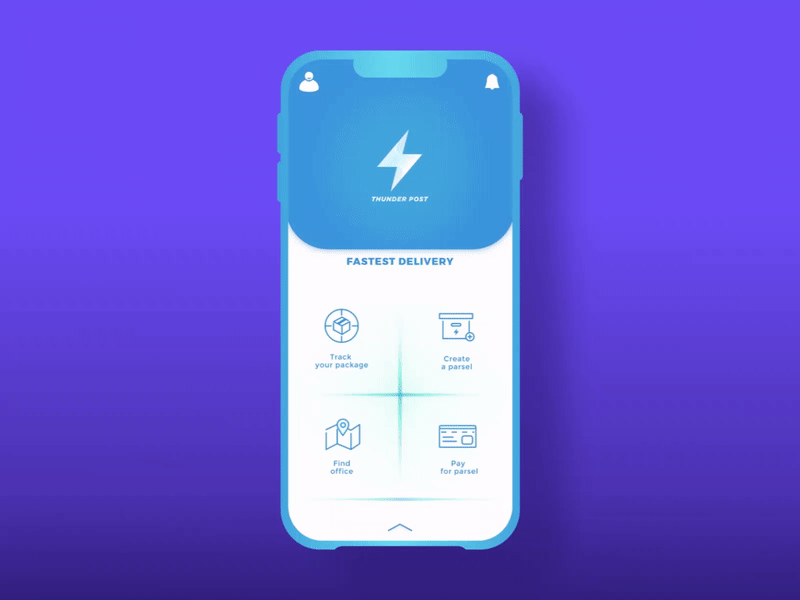 Cocept for a loading page for delievery app. Is pretty Thunder!)