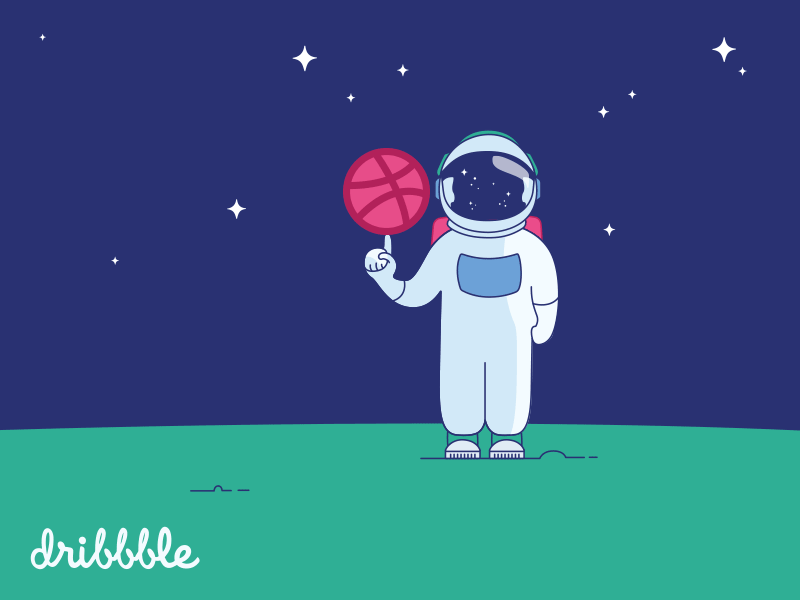 Hi Dribbble! astronaut brand debut first shoot gastromatic gif illustration moon