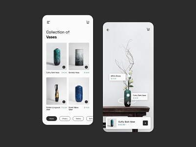 Interior AR Store app augmented reality concept ecommerce furniture shop ui vase