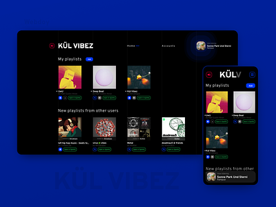 Kül Vibez Web Design music playlist responsive social media spotify telegram webdesign