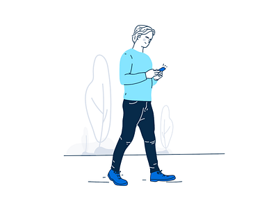 Man walking with smartphone design illustration ui