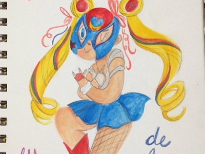 Sailor Lucha doodle sailor moon watercolor