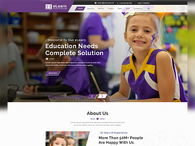 elearn online education (Header, About us, Service) behance project behancereviews branding clean and clear education graphicdesign lockdown online education soft and trending design student work study from home typography user interface vector website design
