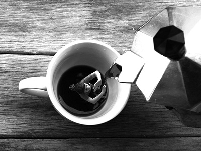 Café art direction black and white creativity graphic microwolrd photoshop post production surrealism