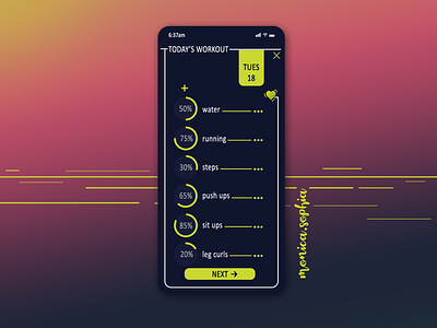 041 Tracker daily 100 daily 100 challenge dailyui dailyuichallange design fitness illustration ui workout tracker workouts