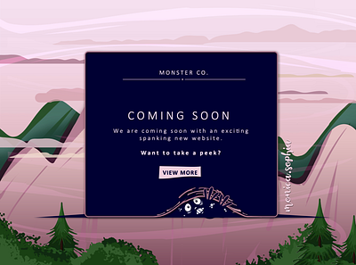 048 Coming Soon coming soon page daily 100 challenge dailyui dailyuichallange forest graphic illustration launch monster mountains pink ui website launch