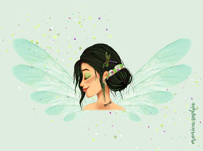 Dragonfly Fairy dragonfly fairy fairytale girl green illustration mint painting tattoo tattoo art vector wings