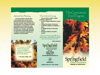 Generations Tree Brochure - Springfield Parks Foundation design illustration logo