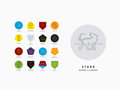 Song of Ice and Fire / Game of Thrones / House Sigils crest fantasy minimal modern sigil