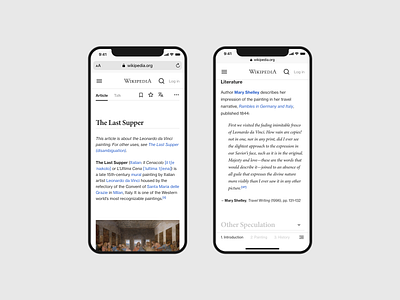 Wikipedia Redesign | Article page (mobile)