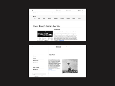 Wikipedia Redesign | Homepage adobe xd grid layout interaction design minimal redesign typography ui user experience ux wikipedia