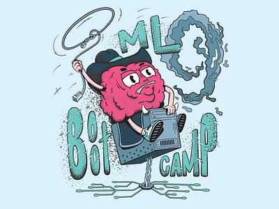 t-shirt print bootcamp brain branding bull developer digital illustration pc print t shirt vector