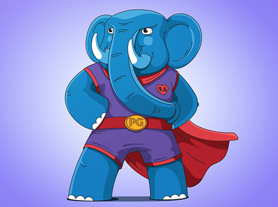 PG superhero character developers digital elephant hero illustration pg super hero superhero vector