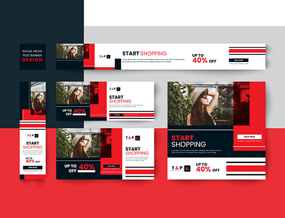 social media post design, web banner design, fashion post advertising best offer branding business design discount fashion fashion post flyer red template social media social media post vector web banner