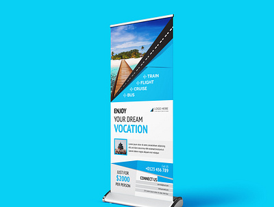 Travel agency Roll Up banner design template agency banner company corporate holiday offer promotion roll up banner roll up banner design signature travel agency traveling