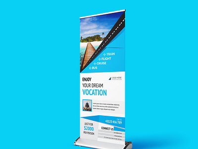 Travel agency Roll Up banner design template